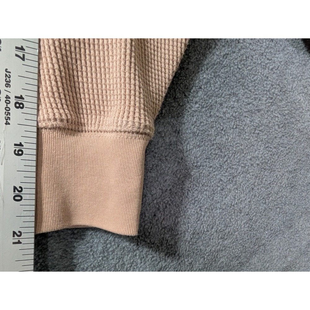 Uniqlo Waffle Knit Thermal Shirt Womens Small Beige Long Sleeve Casual - Picture 8 of 9